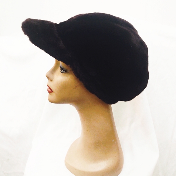 Vintage Oversized Faux Brown Fur Wide Brim Hat main image 8